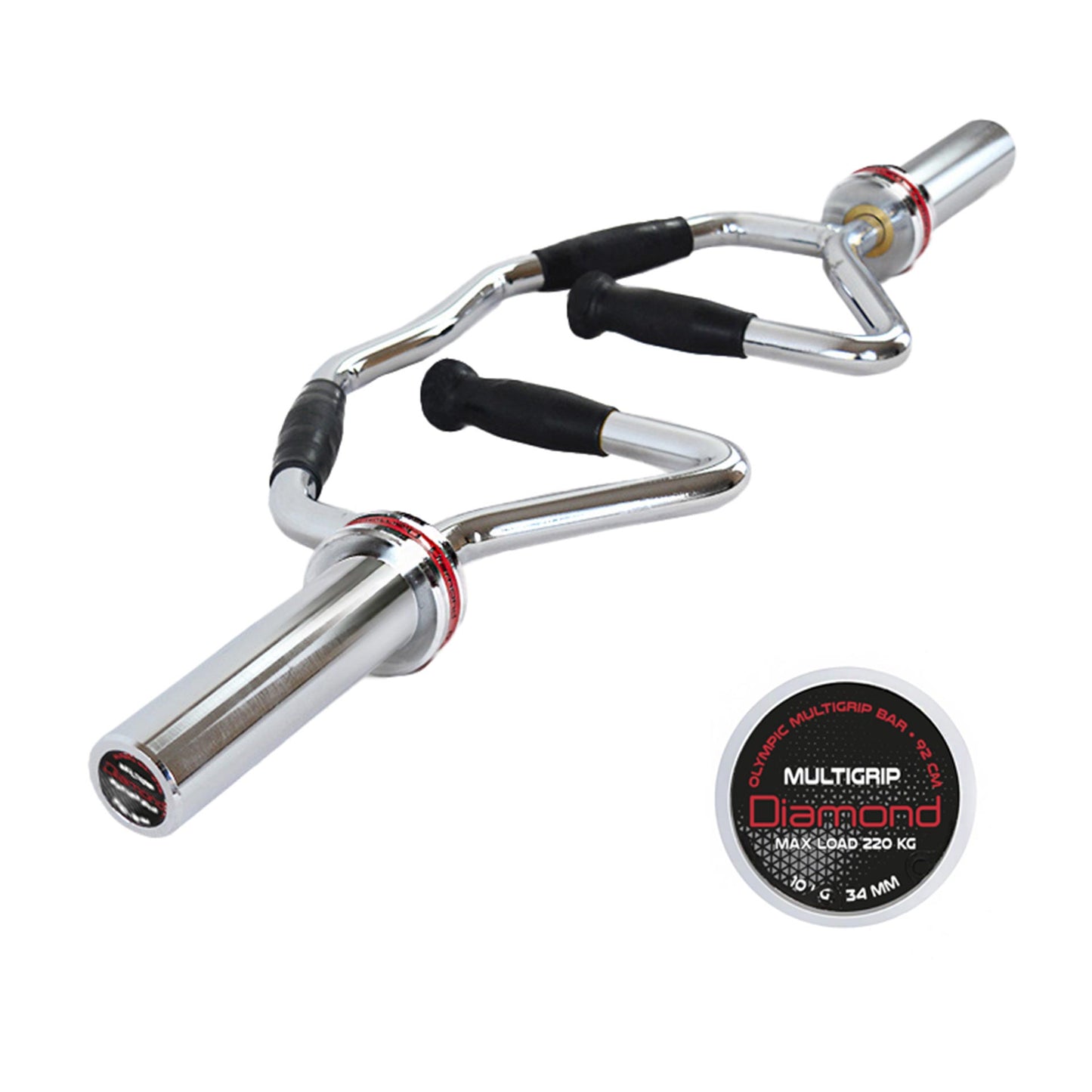 Bilanciere Olimpico Multigrip 92 cm - carico max 220 kg - molle incluse - 10 kg