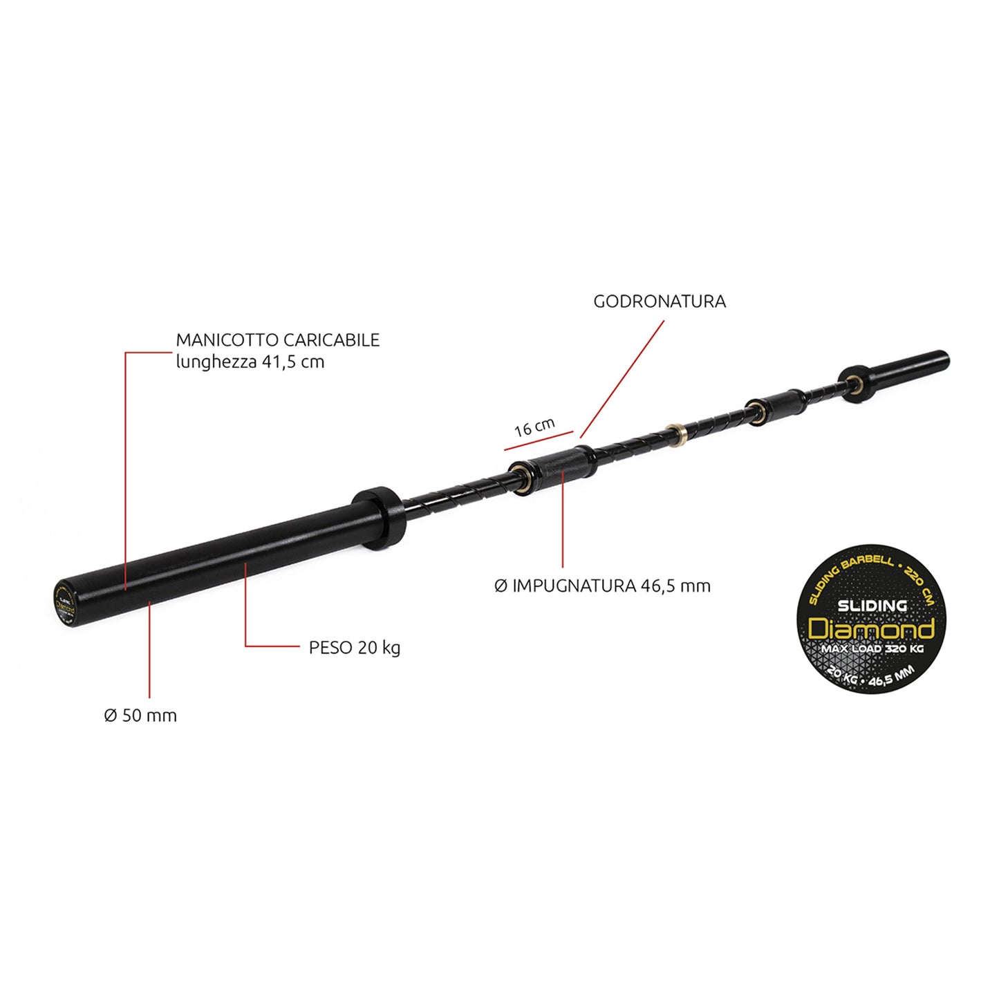 Bilanciere Sliding Grip 320kg Diamond BSG