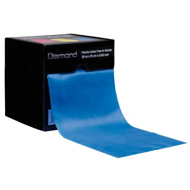 Fascia Elastica Diamond Professional Latex Free in Rotolo 0,65 mm x 15 cm x 25 m blu